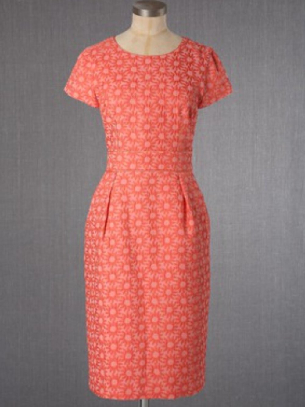 Boden Coral Pink Daisy Jacquard Shift Dress 6